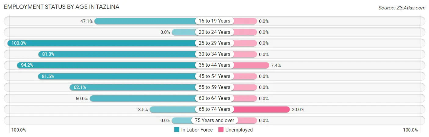 Employment Status by Age in Tazlina