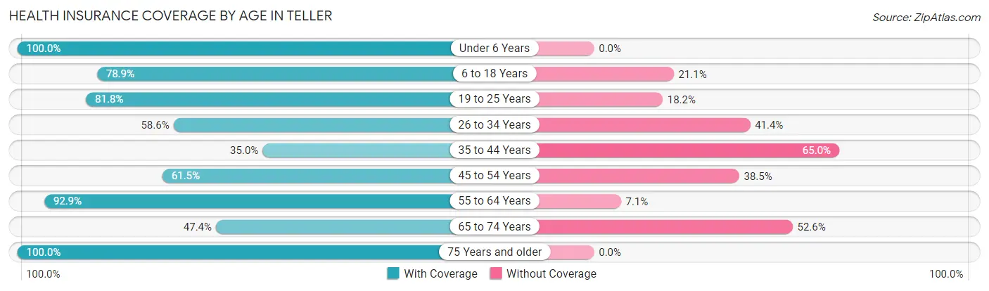 Health Insurance Coverage by Age in Teller