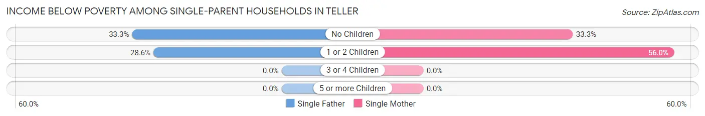 Income Below Poverty Among Single-Parent Households in Teller