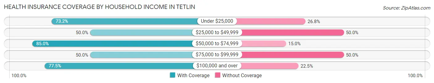 Health Insurance Coverage by Household Income in Tetlin