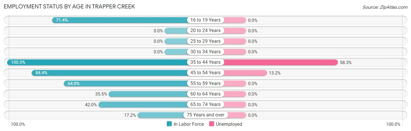 Employment Status by Age in Trapper Creek