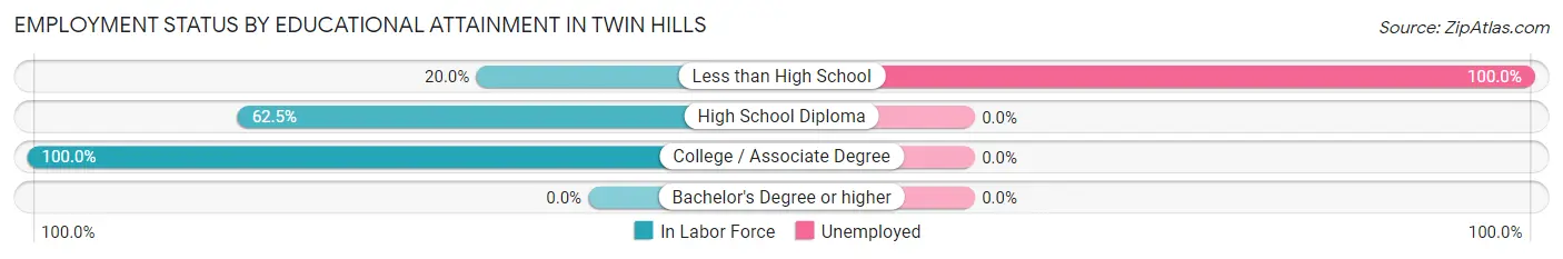 Employment Status by Educational Attainment in Twin Hills