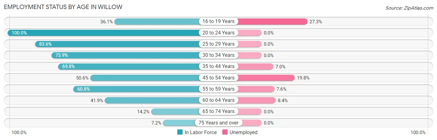 Employment Status by Age in Willow