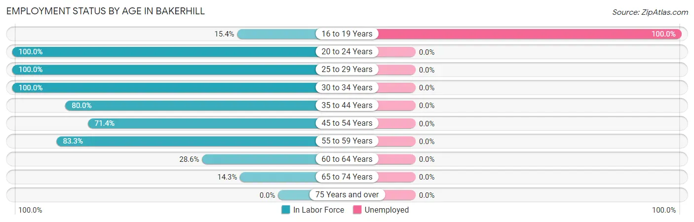 Employment Status by Age in Bakerhill