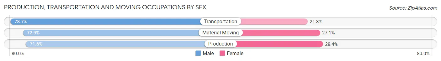 Production, Transportation and Moving Occupations by Sex in Bessemer