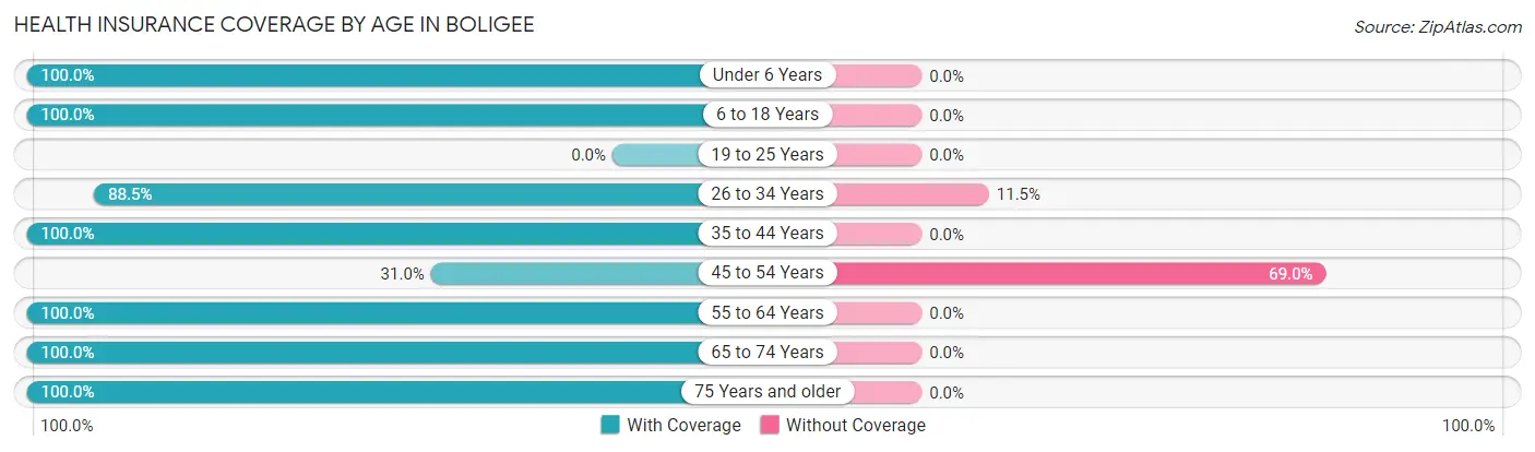 Health Insurance Coverage by Age in Boligee