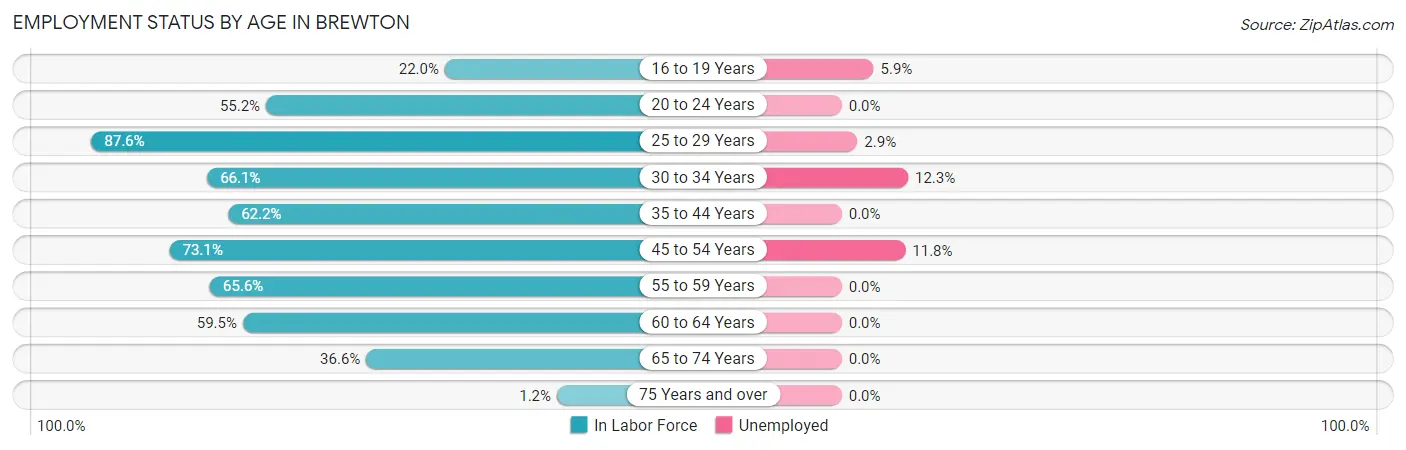 Employment Status by Age in Brewton