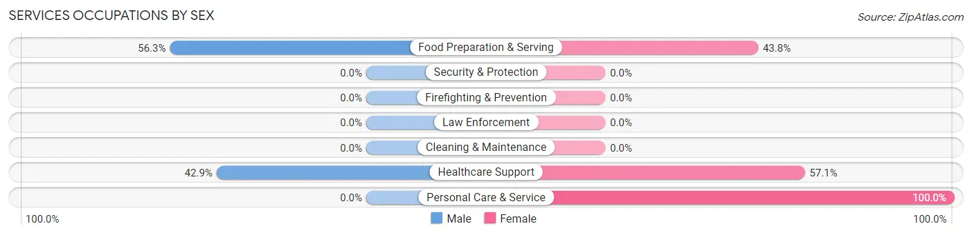 Services Occupations by Sex in Bridgeport