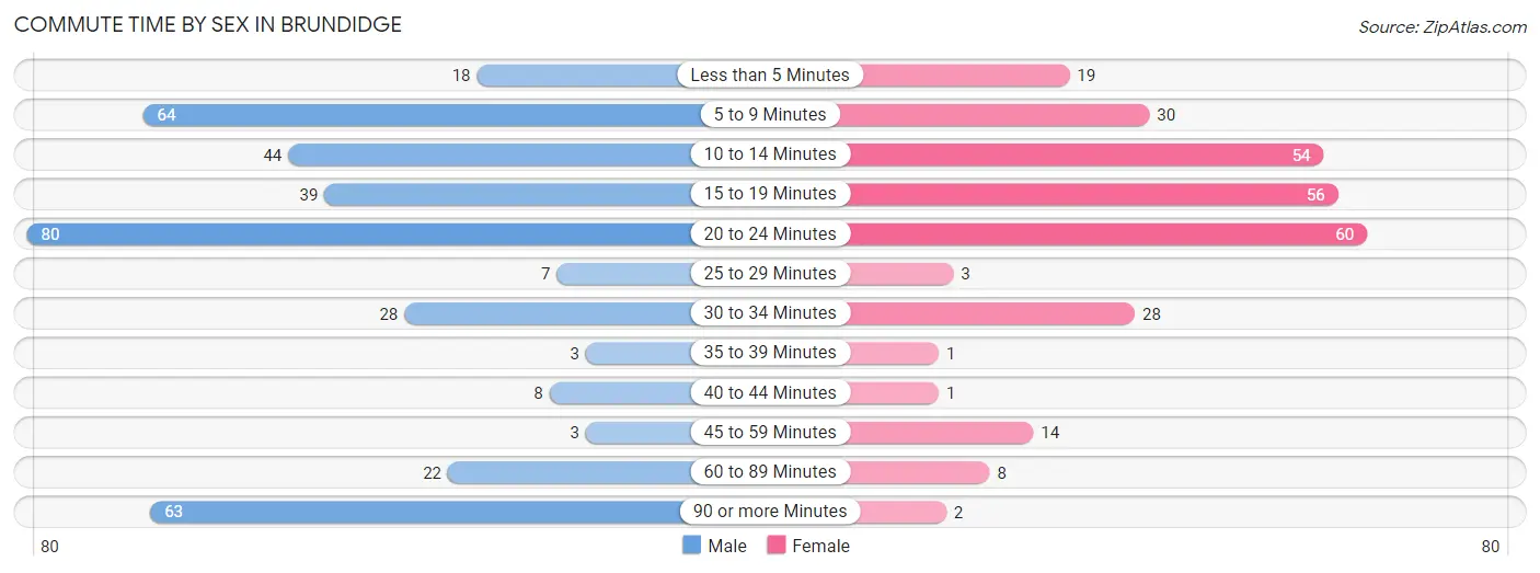 Commute Time by Sex in Brundidge