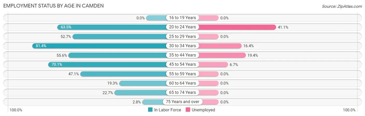 Employment Status by Age in Camden