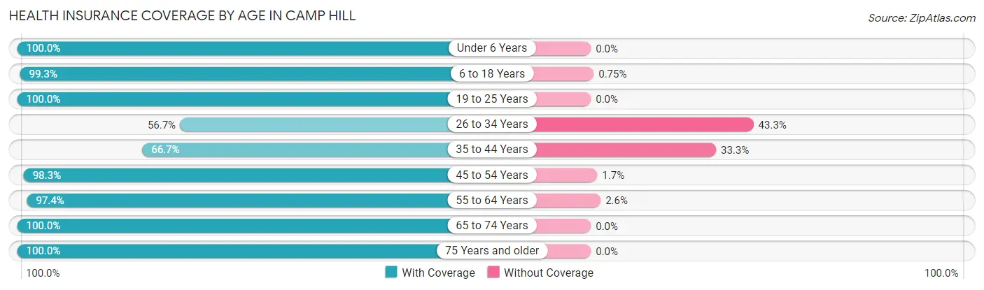 Health Insurance Coverage by Age in Camp Hill