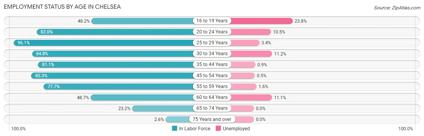 Employment Status by Age in Chelsea