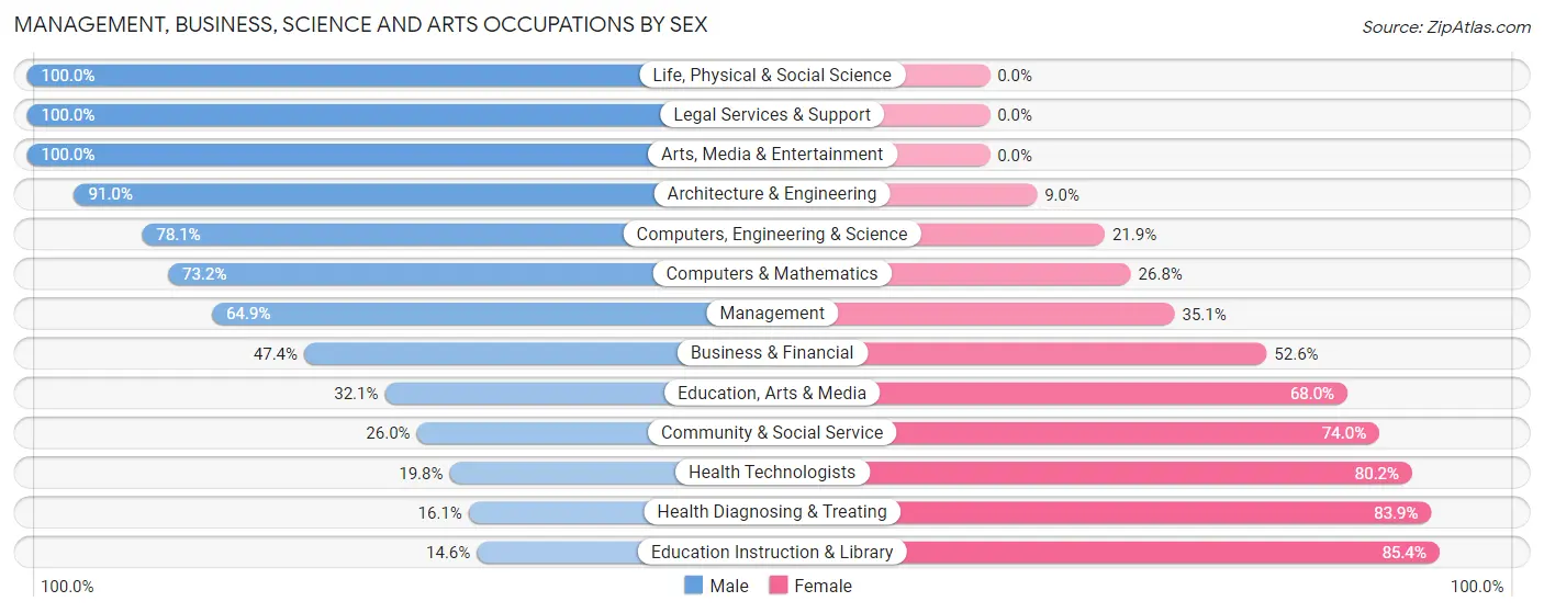 Management, Business, Science and Arts Occupations by Sex in Chelsea