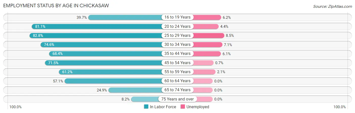 Employment Status by Age in Chickasaw