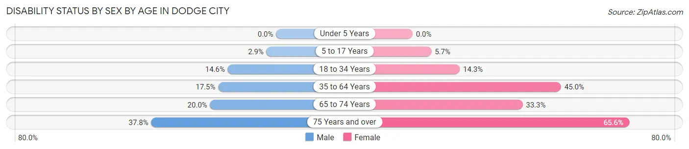 Disability Status by Sex by Age in Dodge City