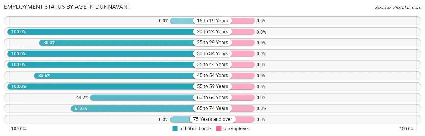 Employment Status by Age in Dunnavant