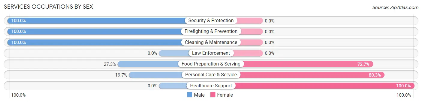 Services Occupations by Sex in Eagle Point