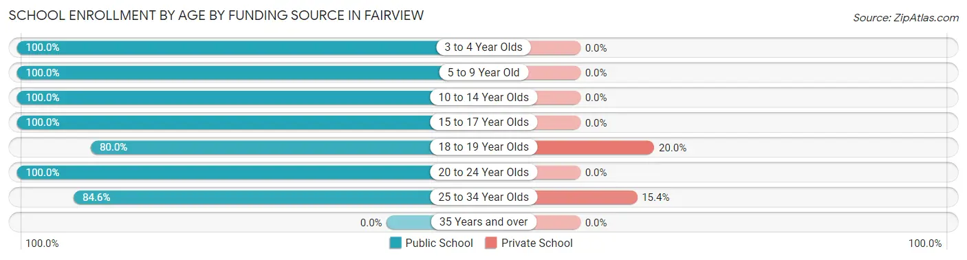 School Enrollment by Age by Funding Source in Fairview