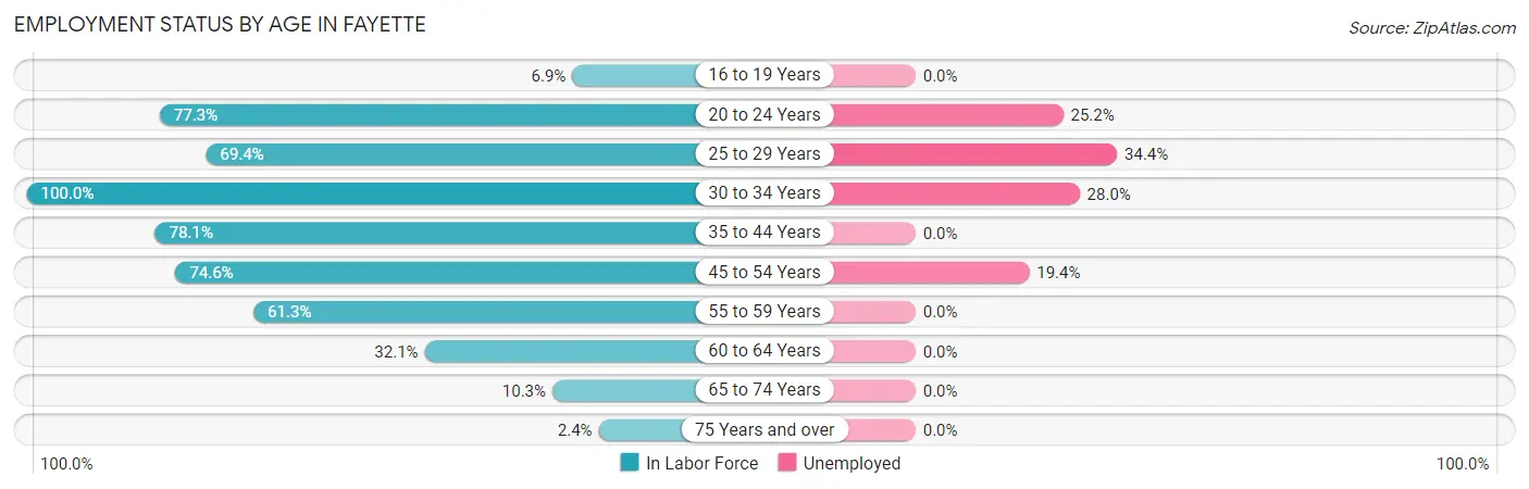 Employment Status by Age in Fayette