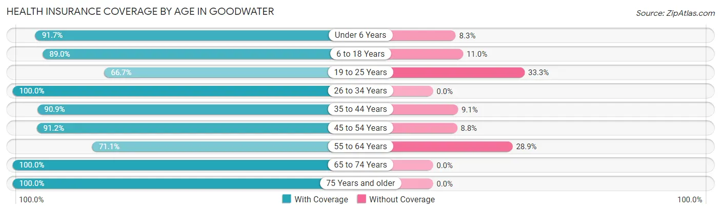 Health Insurance Coverage by Age in Goodwater