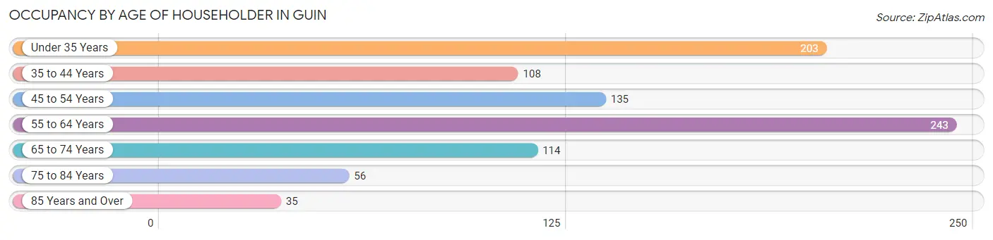 Occupancy by Age of Householder in Guin