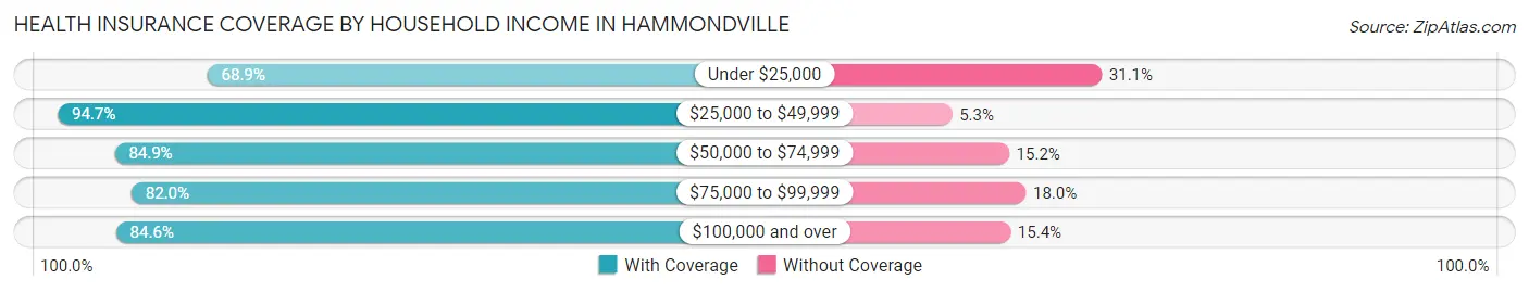 Health Insurance Coverage by Household Income in Hammondville