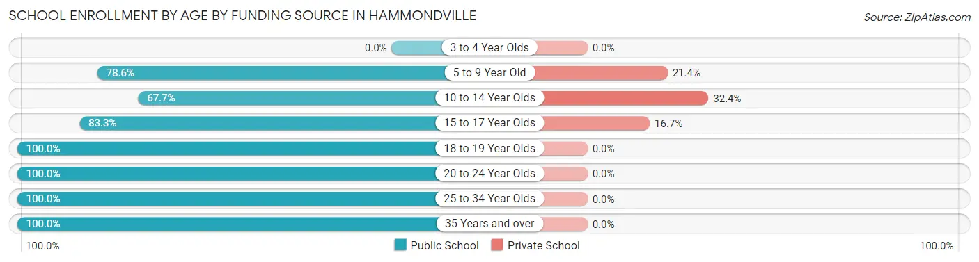 School Enrollment by Age by Funding Source in Hammondville