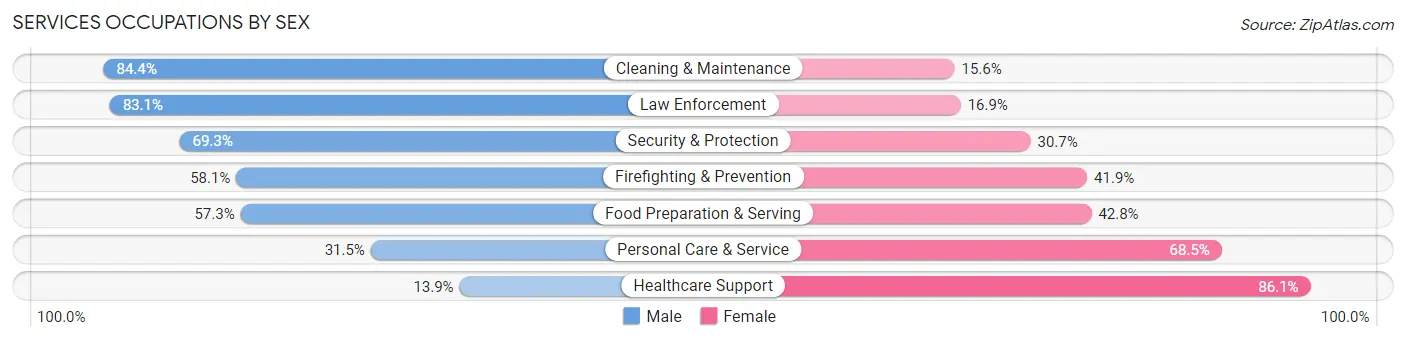 Services Occupations by Sex in Hoover