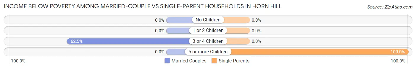 Income Below Poverty Among Married-Couple vs Single-Parent Households in Horn Hill