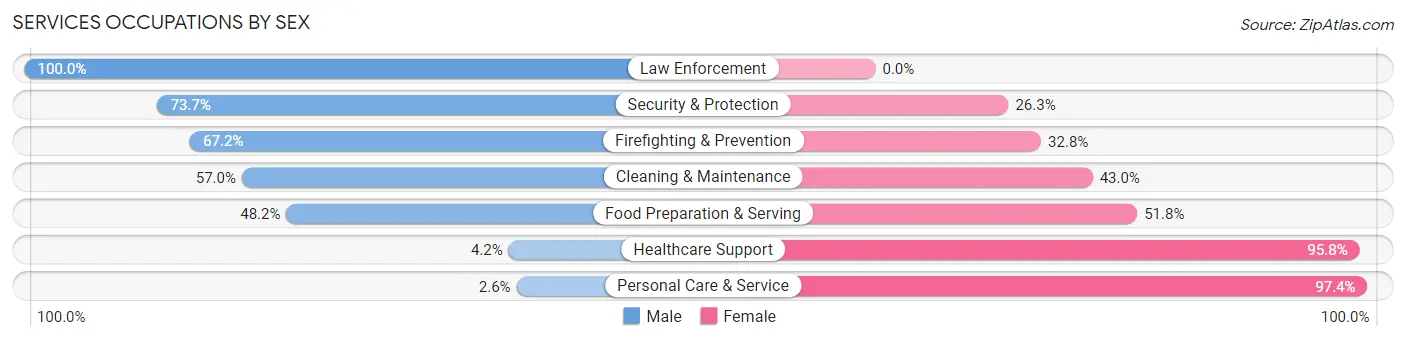 Services Occupations by Sex in Hueytown