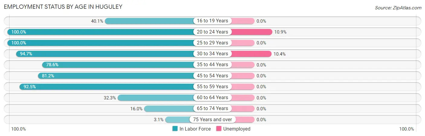 Employment Status by Age in Huguley