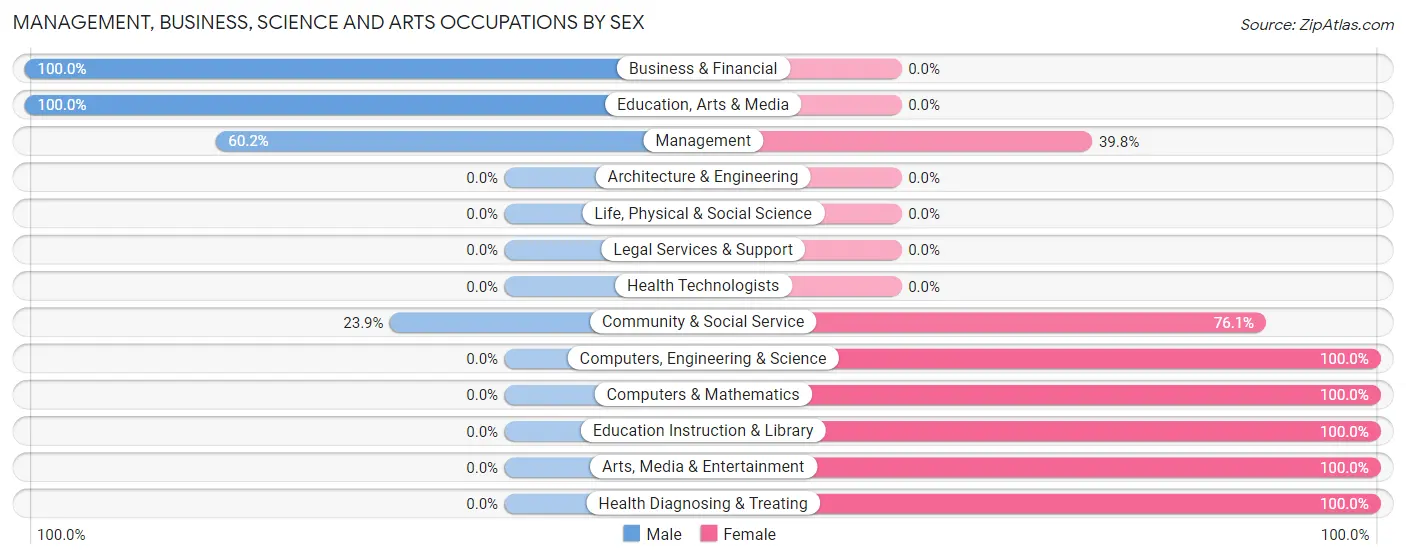 Management, Business, Science and Arts Occupations by Sex in Huguley
