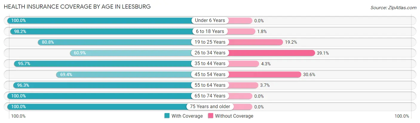 Health Insurance Coverage by Age in Leesburg