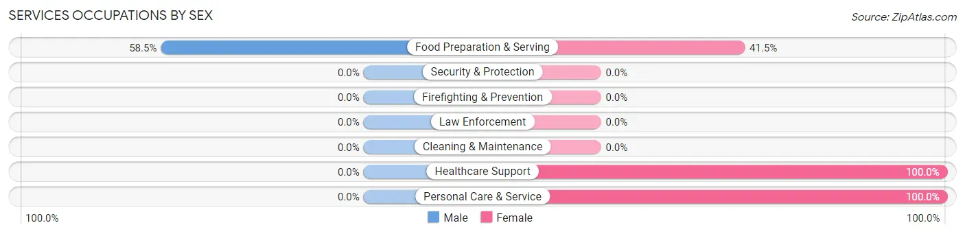 Services Occupations by Sex in Leesburg