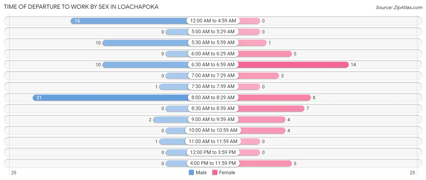 Time of Departure to Work by Sex in Loachapoka