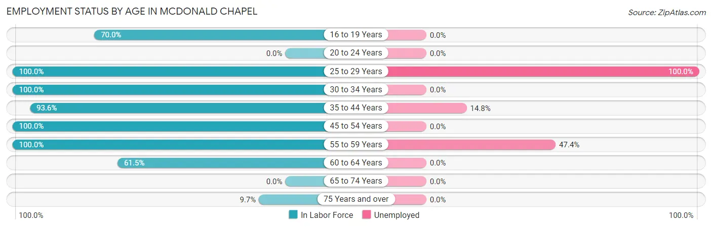Employment Status by Age in McDonald Chapel