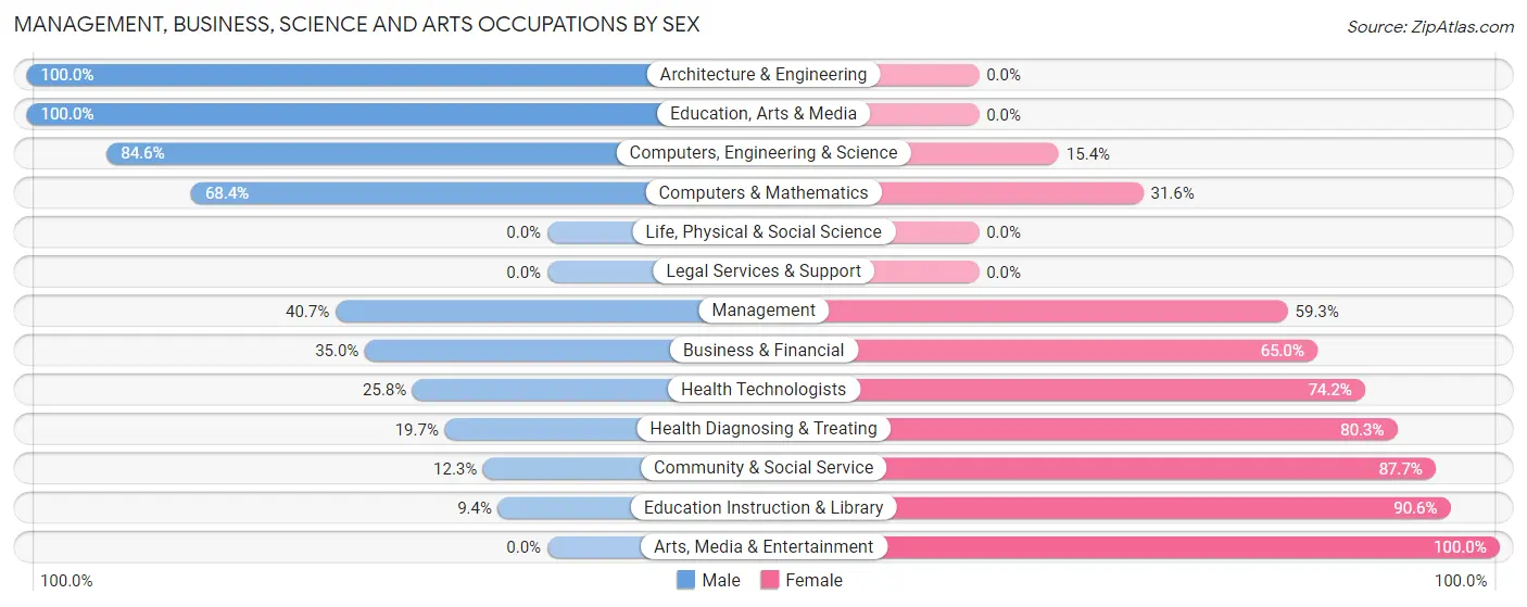 Management, Business, Science and Arts Occupations by Sex in Morris