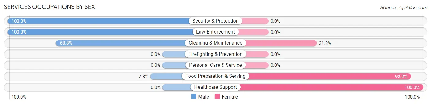 Services Occupations by Sex in Morris