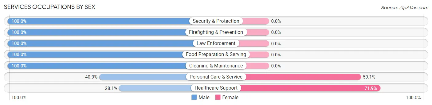 Services Occupations by Sex in Mountain Brook