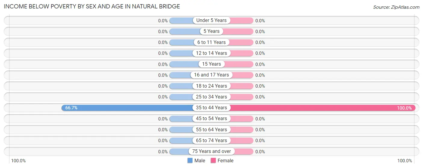 Income Below Poverty by Sex and Age in Natural Bridge