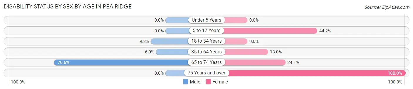 Disability Status by Sex by Age in Pea Ridge
