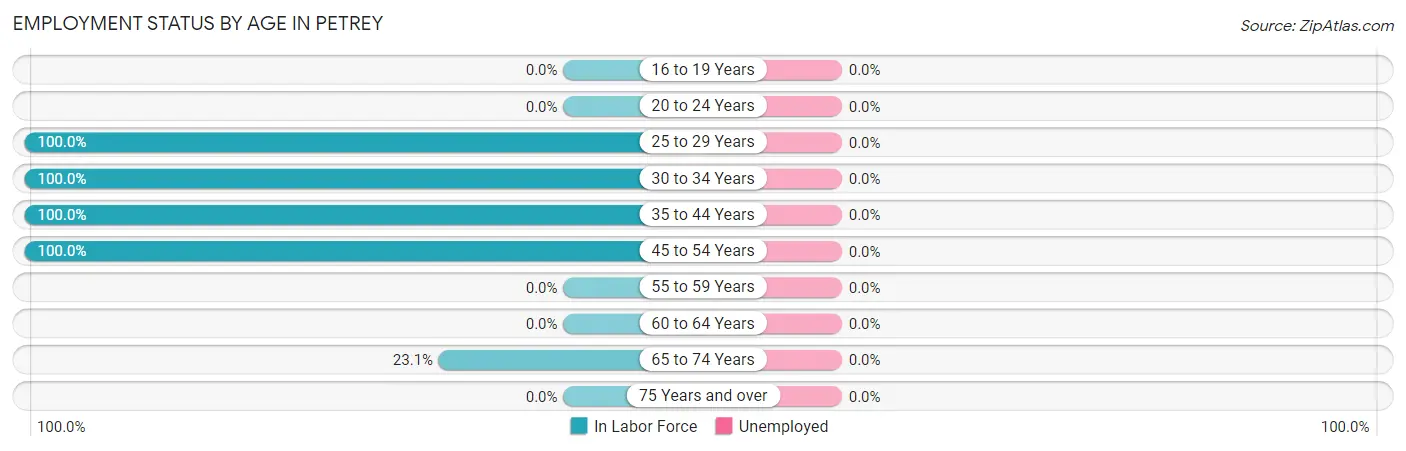 Employment Status by Age in Petrey