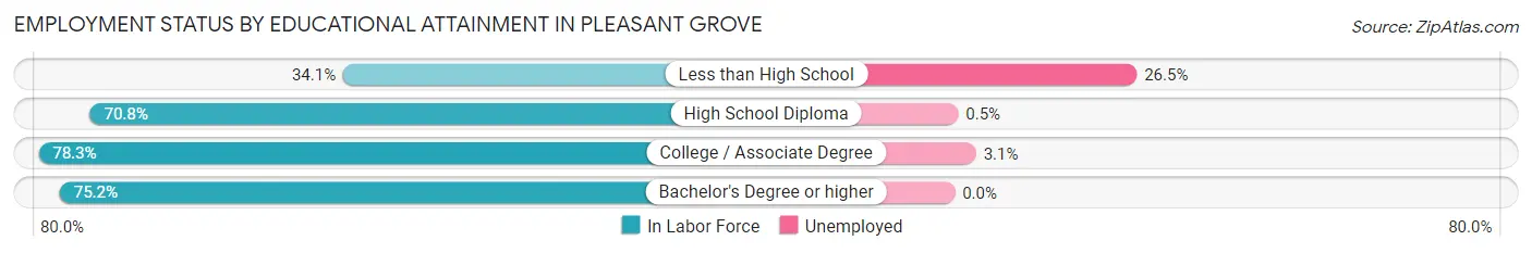 Employment Status by Educational Attainment in Pleasant Grove