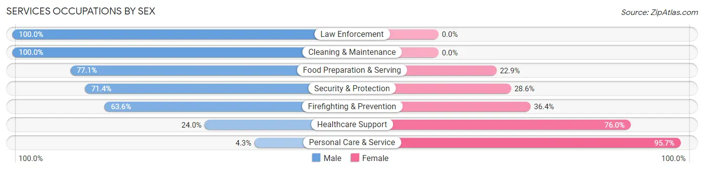 Services Occupations by Sex in Pleasant Grove