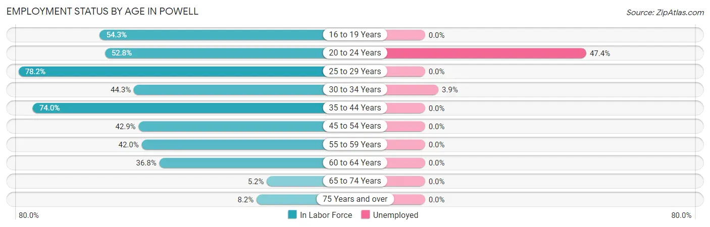 Employment Status by Age in Powell