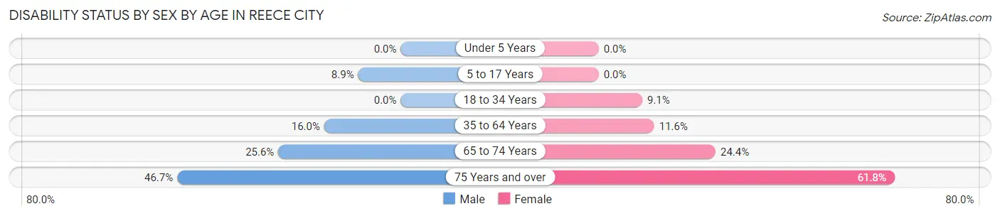 Disability Status by Sex by Age in Reece City