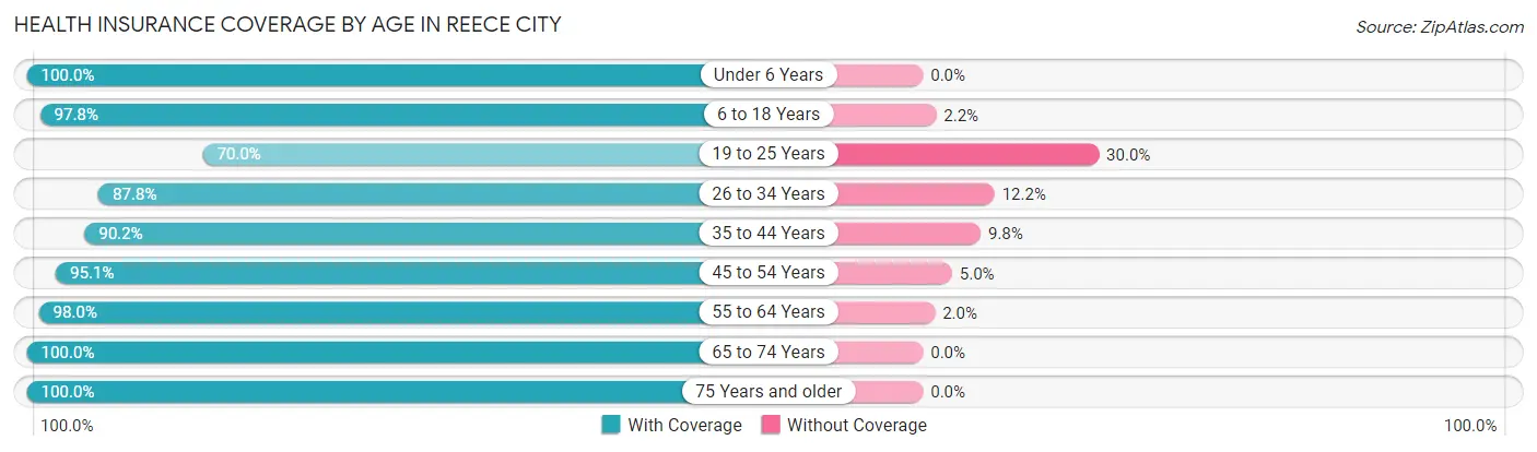 Health Insurance Coverage by Age in Reece City