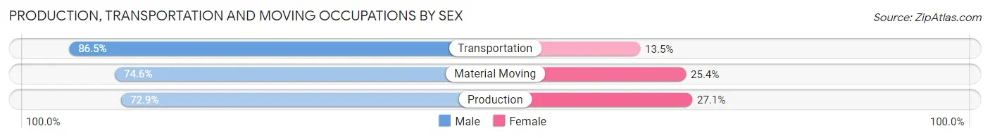 Production, Transportation and Moving Occupations by Sex in Riverside