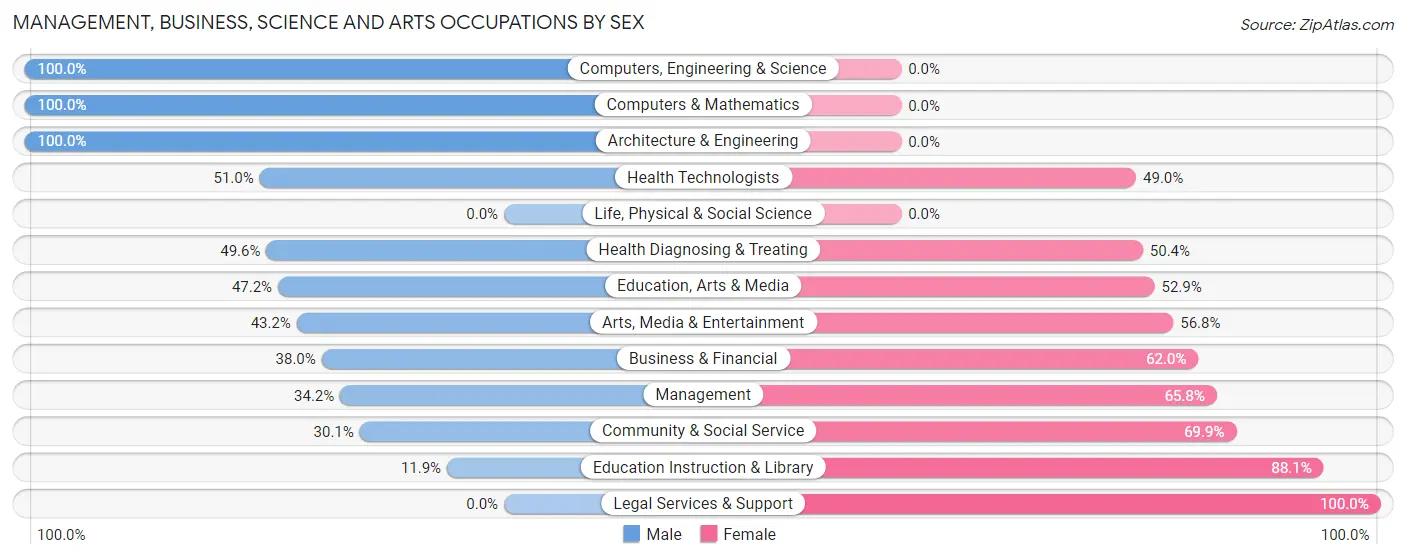 Management, Business, Science and Arts Occupations by Sex in Saks