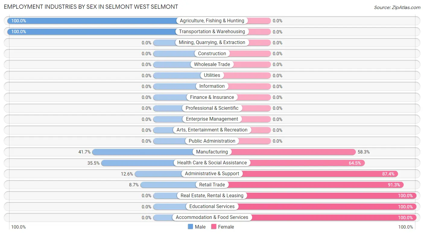 Employment Industries by Sex in Selmont West Selmont